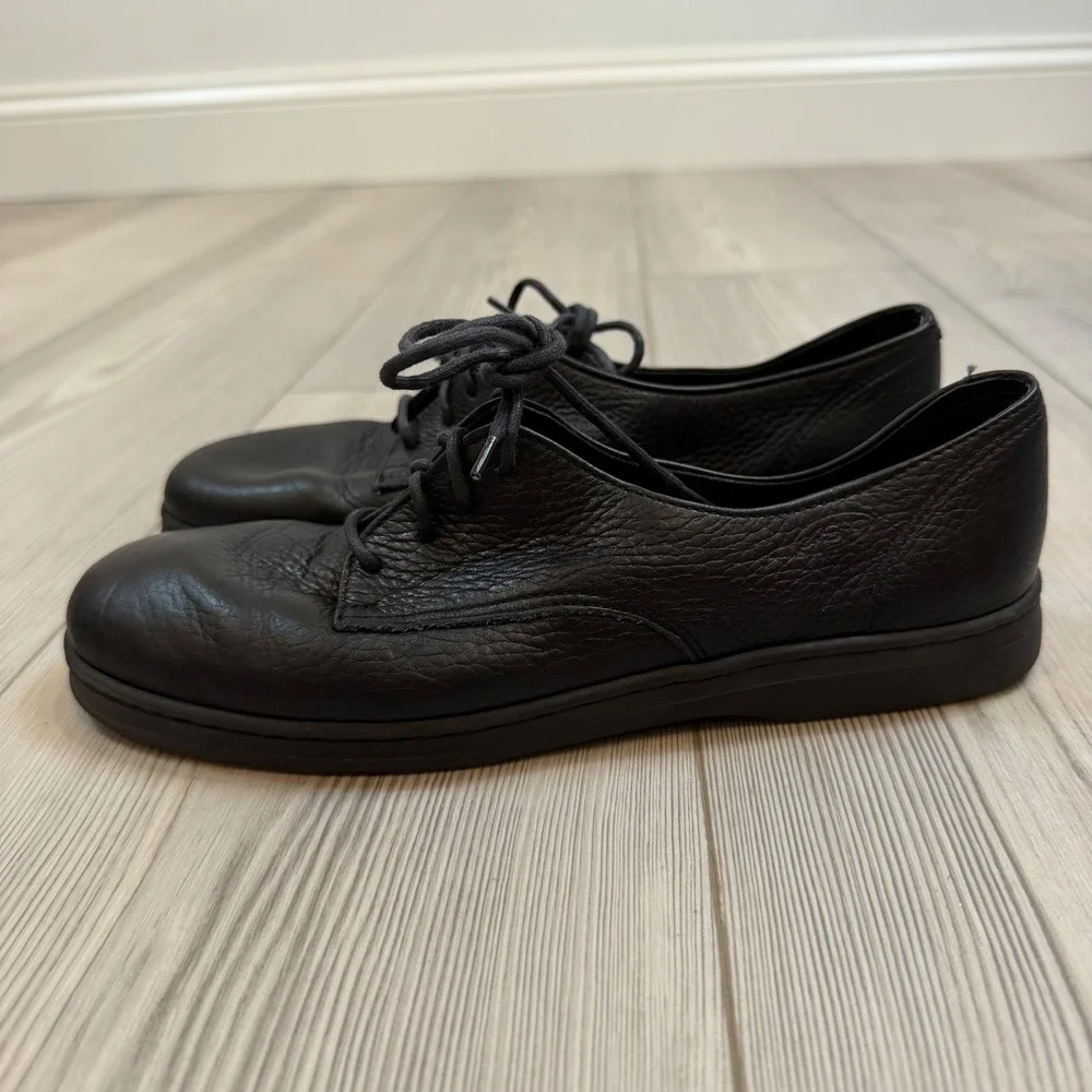 Azaleia Black Leather Lace Up Oxfords Shoes Womens 8 Brazil Comfort Flats